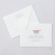 Fairytale Wildflower Crest Save The Date Card Euro Envelopes White Pure White Both Recipient and Return Addresses Luxe Signature