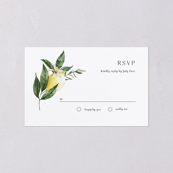 Botanical Lemon All-in-One Wedding Invitations Buttercup Signature Light Both Recipient and Return Addresses No