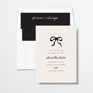 Dainty Bow Save the Date Cards Linen Signature smooth No