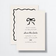 Dainty Bow Save the Date Cards Linen Signature smooth No