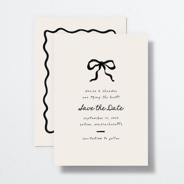 Dainty Bow Save the Date Cards Linen Signature smooth No
