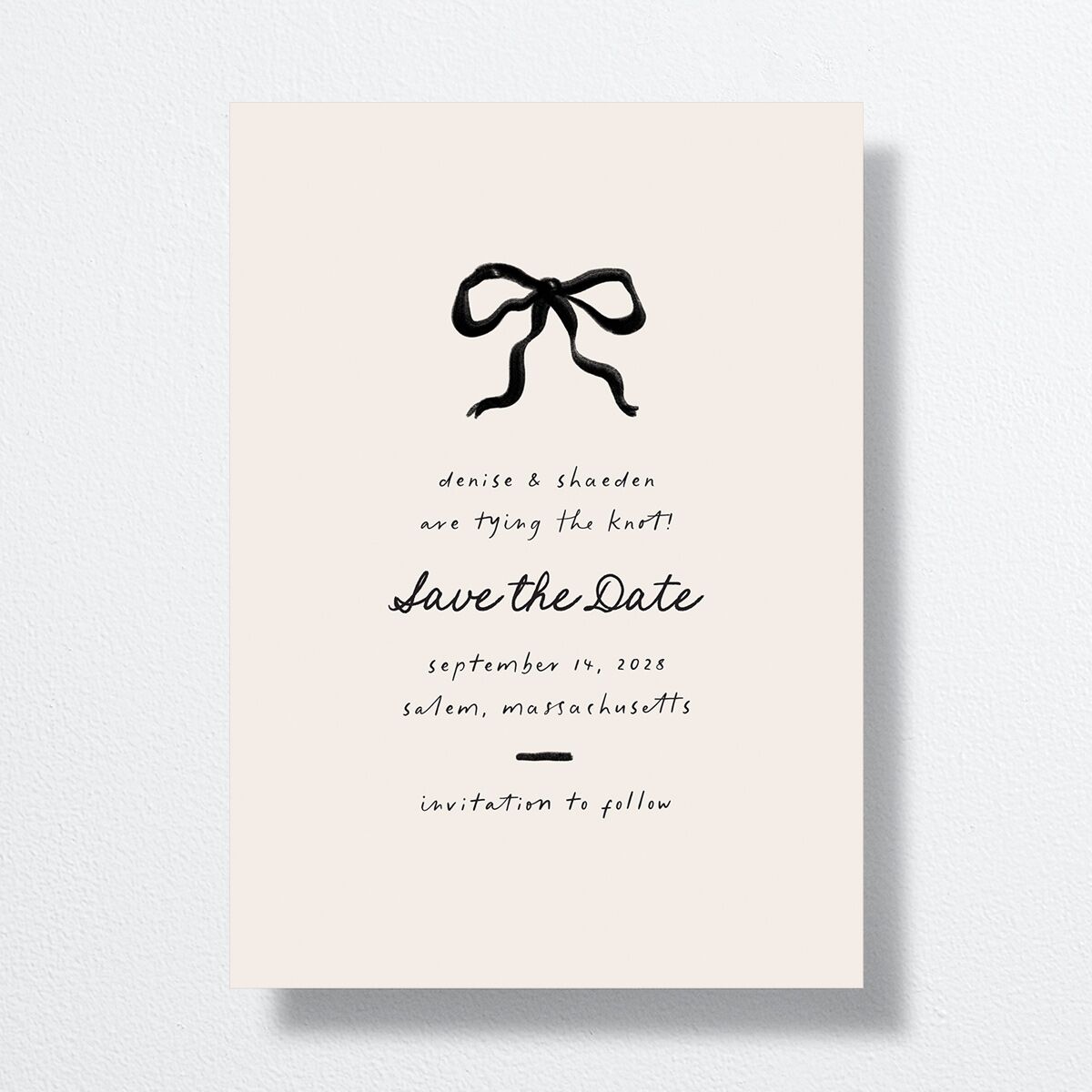 Dainty Bow Save the Date Cards Linen Signature smooth No
