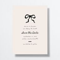 Dainty Bow Save the Date Cards Linen Signature smooth No