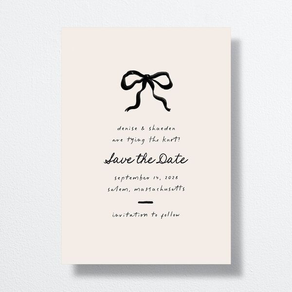 Dainty Bow Save the Date Cards Linen Signature smooth No