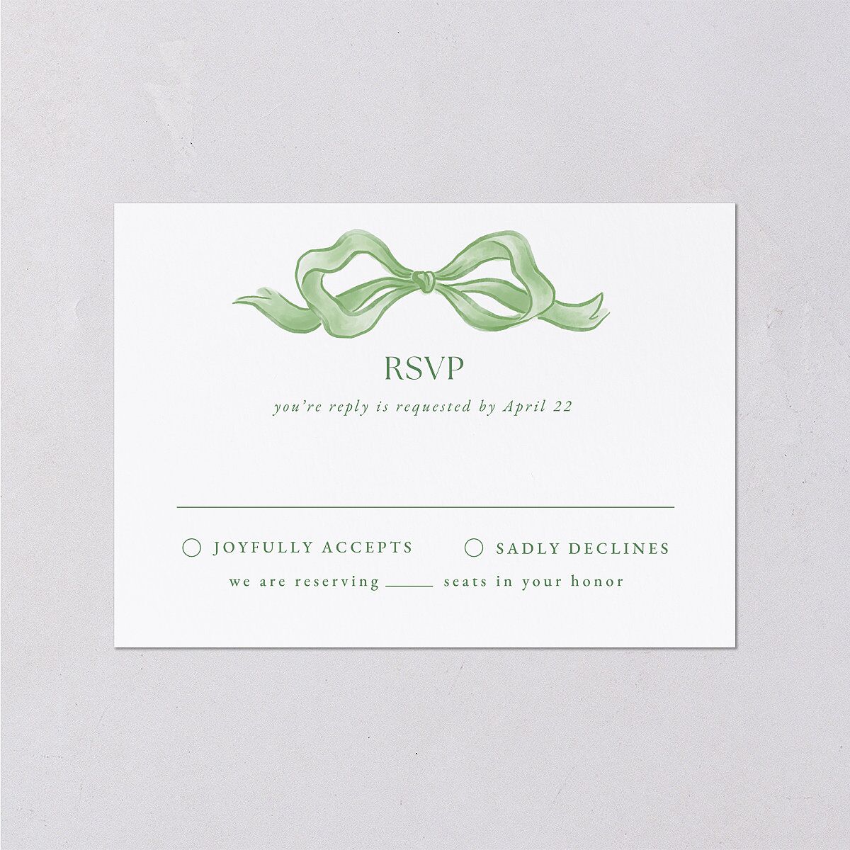 Vintage Bow Wedding Response Cards Jewel Green Signature Standard