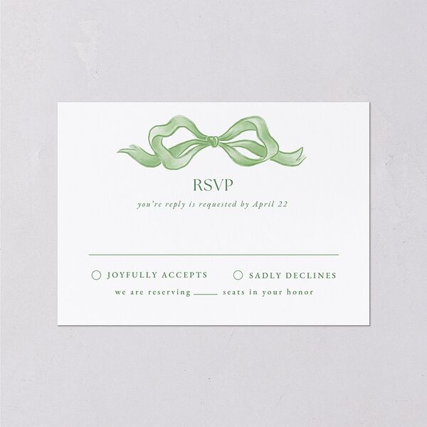 Vintage Bow Wedding Response Cards Jewel Green Signature Standard