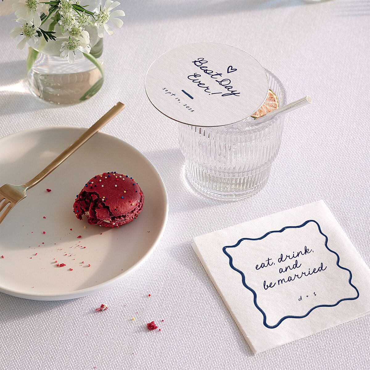 Dainty Bow Coasters Navy Cardboard Circle