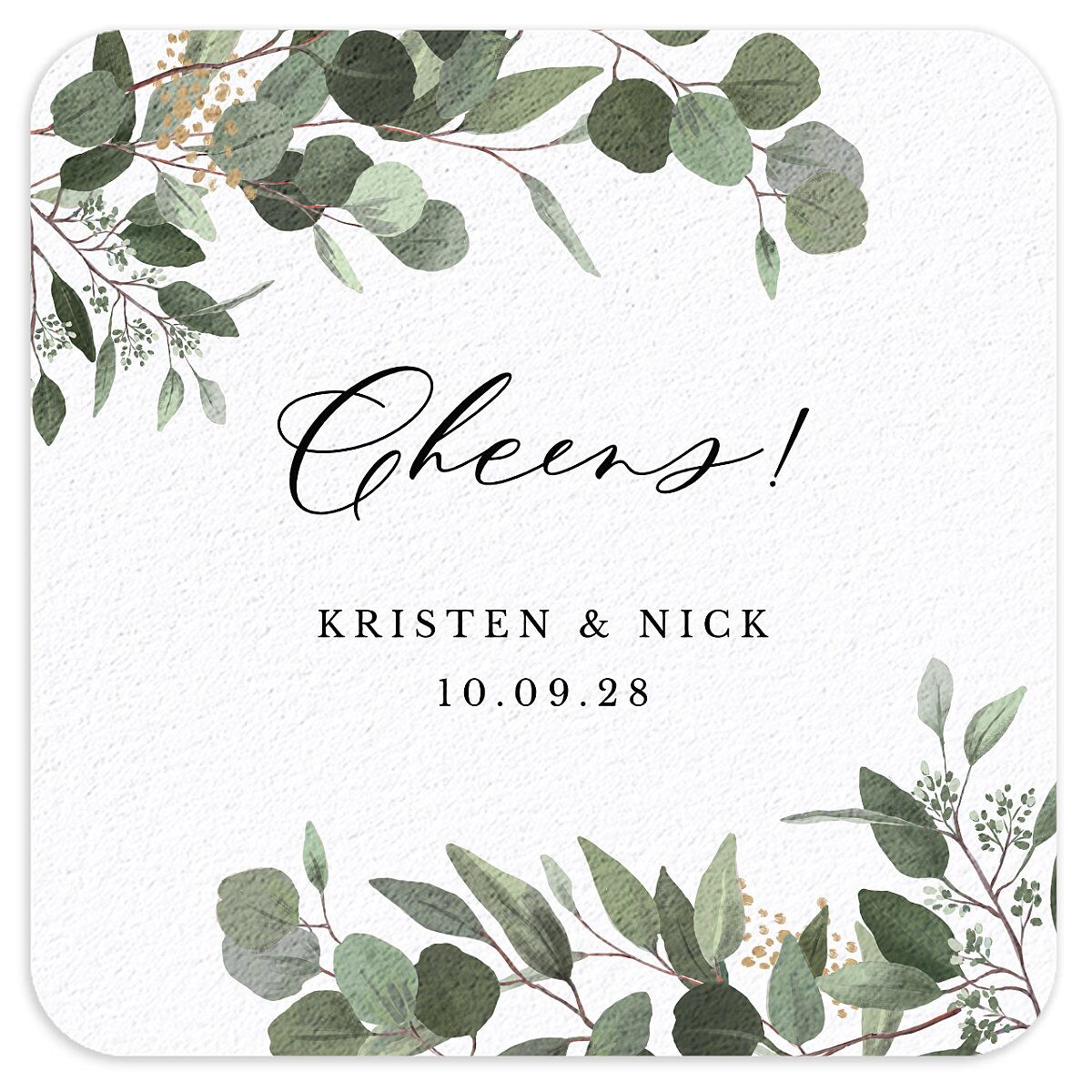 Eucalyptus Frame Wedding Day Coaster