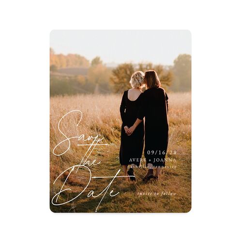 Corner Script Save The Date Magnets Daffodil Magnet Paper