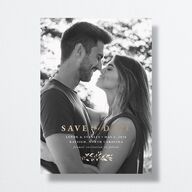 Foliage Accent Save the Date Cards Licorice Gold No Signature smooth