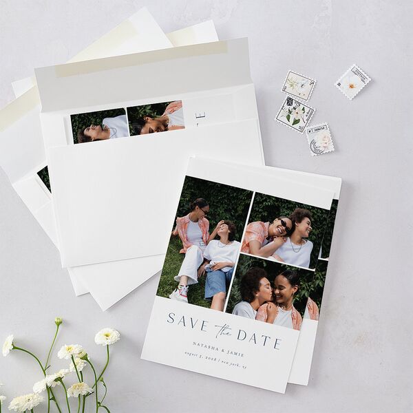 Simple Gallery Save the Date Cards French Blue Signature smooth Blank No