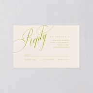 Modern Wedding Of Calligraphy All-in-One Wedding Invitations Chartreuse Signature Light Both Recipient and Return Addresses No