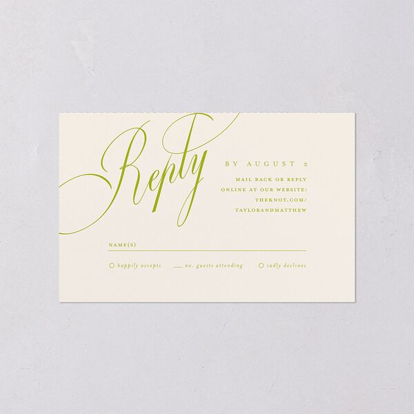 Modern Wedding Of Calligraphy All-in-One Wedding Invitations Chartreuse Signature Light Both Recipient and Return Addresses No