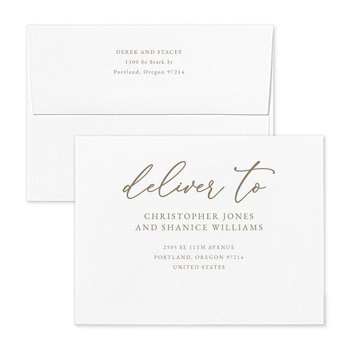Gilded Photo Thank You Card Envelopes White Pure White Both Recipient and Return Addresses Signature Standard