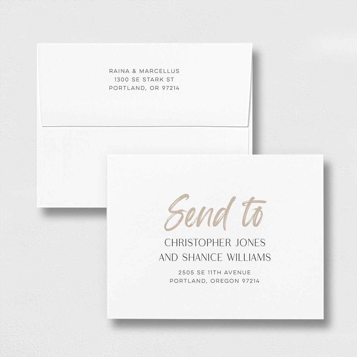 Handwritten Year Save the Date Petite Card Envelopes Linen White Standard Both Recipient and Return Addresses Signature