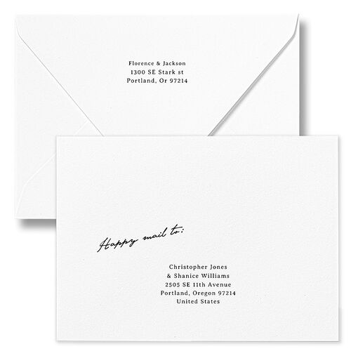 Vintage Film Photo Rehearsal Dinner Invitation Euro Envelopes Peony White Recipient Address Luxe Signature