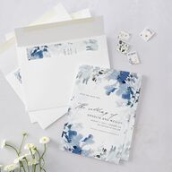 Watercolor Blooms Save The Date Cards Midnight Navy Signature smooth Blank No Standard
