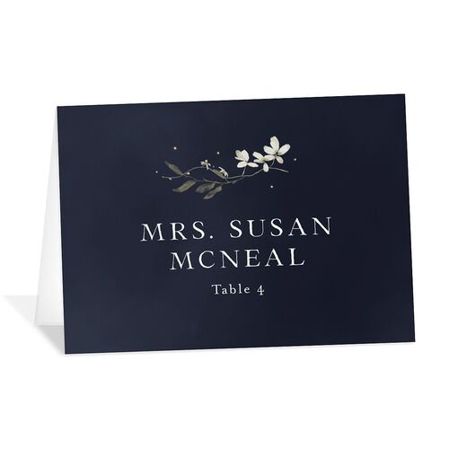 Twilight Greenery Place Cards Dark Navy Signature