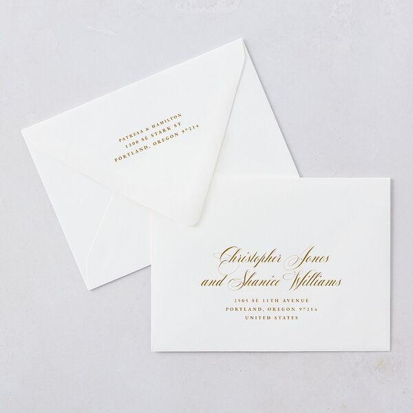 Opulent Garden Wedding Invitation Euro Envelopes White Scottish Green Both Recipient and Return Addresses Luxe Signature