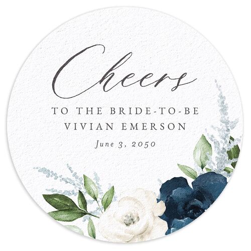 Beloved Floral Bridal Shower Wedding Day Coasters Moody Blue Cardboard Circle