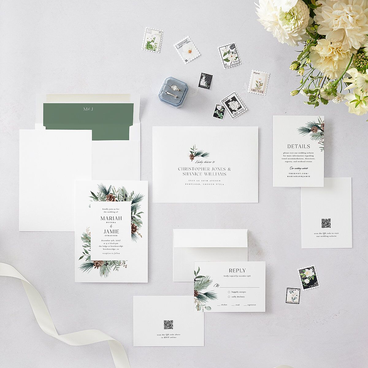 Rustic Pine Wedding Invitations — view 5