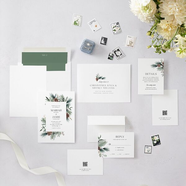 Rustic Pine Wedding Invitations Eucalyptus Signature Blank No
