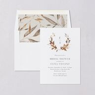 Leafy Rustic Monogram Bridal Shower Invitations Cotton Signature Blank