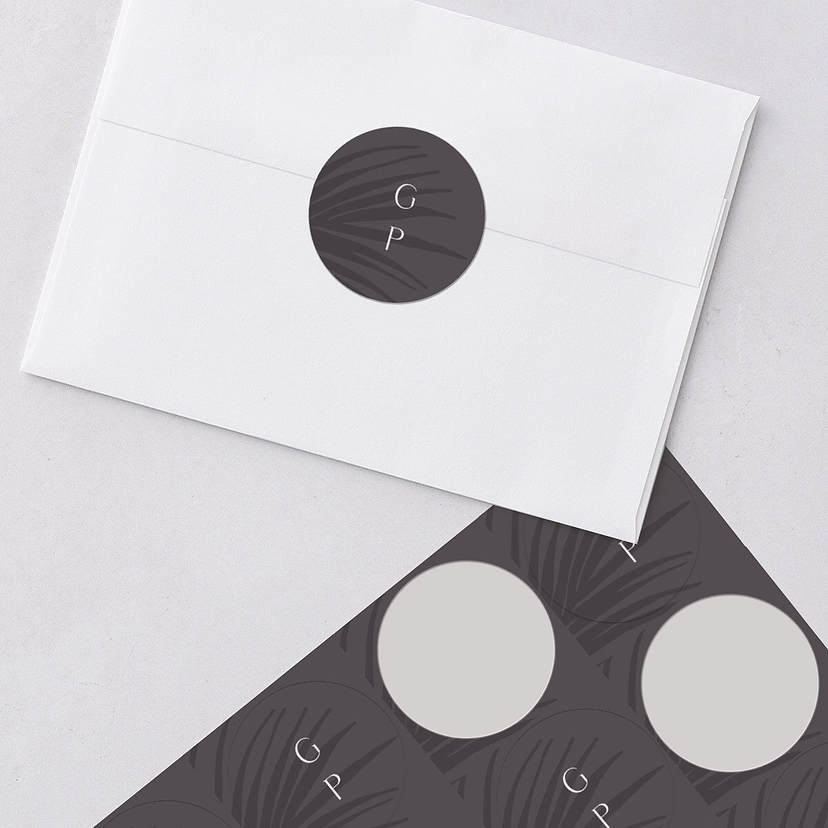 Lavish Palm Wedding Stickers Pure White Circle