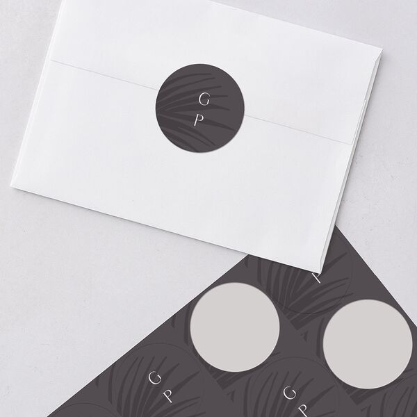 Lavish Palm Wedding Stickers Pure White Circle