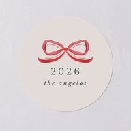 Whimsical Holiday Bow with Garland Holiday Stickers Ruby Circle