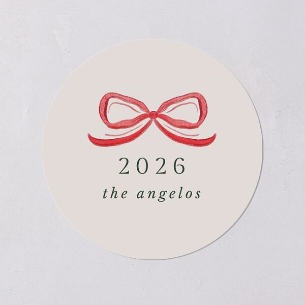 Whimsical Holiday Bow with Garland Holiday Stickers Ruby Circle