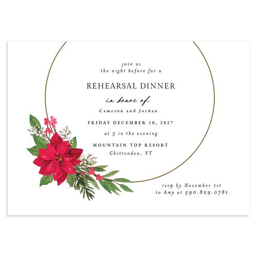 Christmas Poinsettia Rehearsal Dinner Invitations Malibu Signature Blank Standard