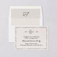 Vintage Lovebird Banner Rehearsal Dinner Invitations Linen Signature Blank Standard