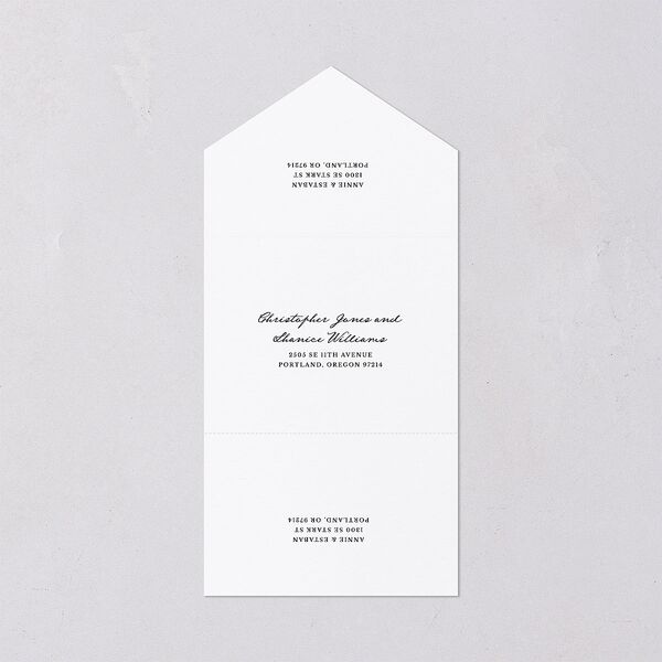 Vintage Candelabra with Bow All-in-One Wedding Invitations Charcoal Signature Light Both Recipient and Return Addresses No