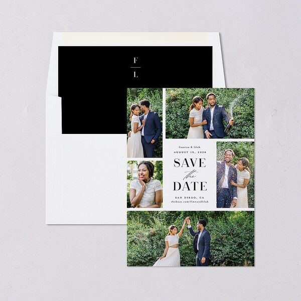 Portrait Gallery Save the Date Cards Pure White Signature smooth Blank No Standard