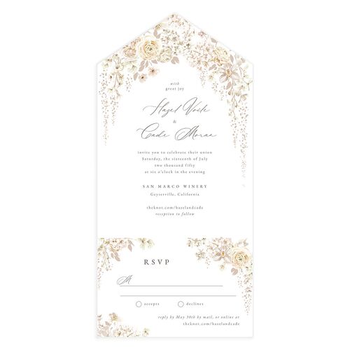 Luxury Floral Archway All-in-One Wedding Invitations Dijon Signature Light Both Recipient and Return Addresses No