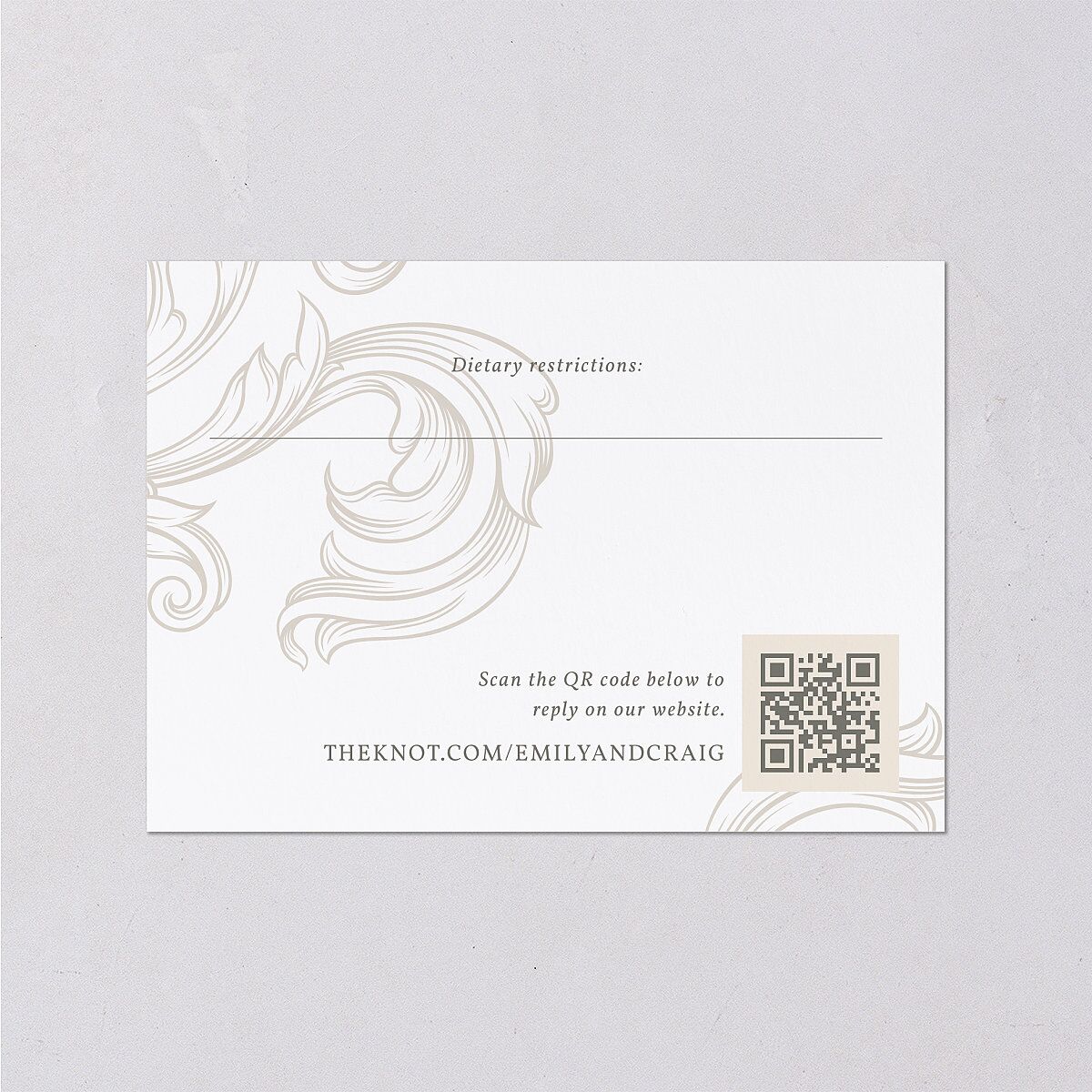Vintage Regency Monogram Frame Wedding Response Cards Champagne Signature Standard