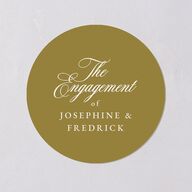 Black Tie Crest Engagement Party Wedding Stickers Pure White Circle