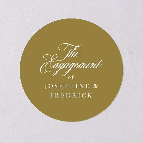 Black Tie Crest Engagement Party Wedding Stickers Pure White Circle