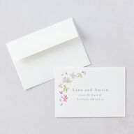 Floral Appliqué Response Card Envelopes White Standard Sheer Lilac Return Address Signature