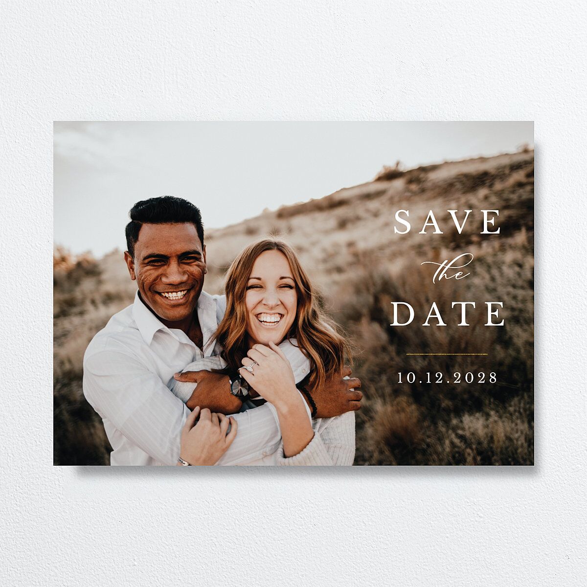 Eucalyptus Frame Save The Date Cards Pure White Signature smooth No Standard