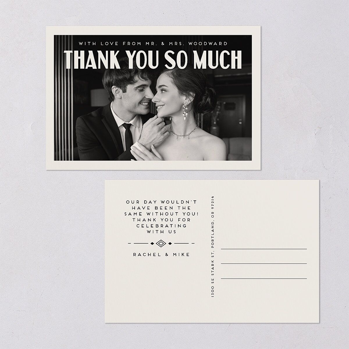 Vintage Art Deco Photo Thank You Postcards Off-White