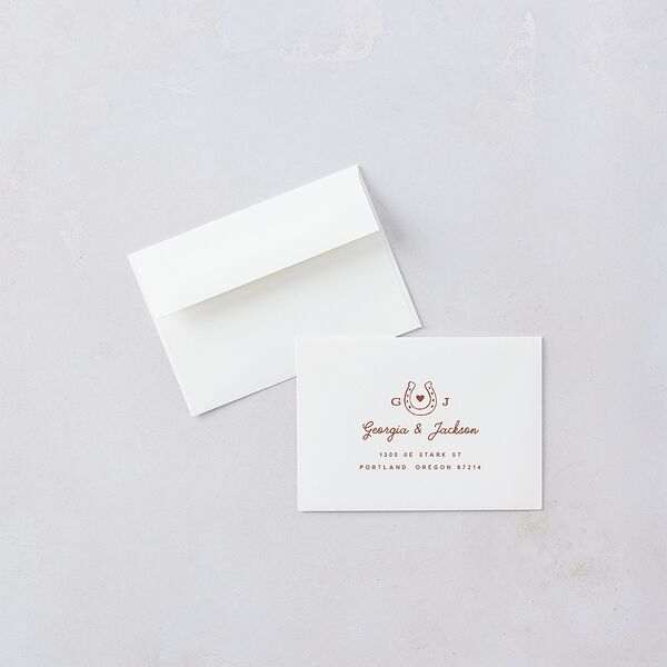 Western I Do BBQ Response Card Envelopes White Saddle Return Address Signature Standard