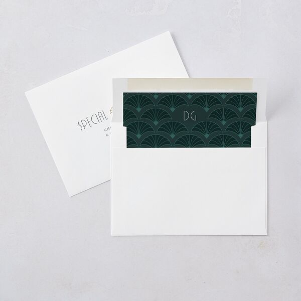 Gatsby Deco Arch Save the Date Cards Dark Emerald Signature smooth Blank No Standard