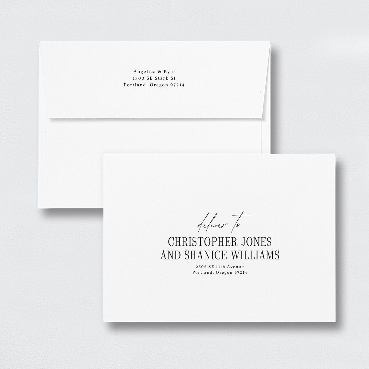 Classically Gilded Save The Date Card Envelopes Pure White White Standard Both Recipient and Return Addresses