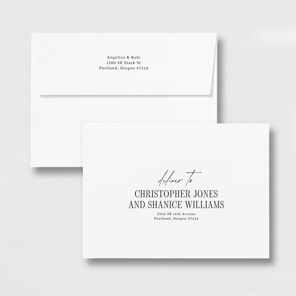Classically Gilded Save The Date Card Envelopes Pure White White Standard Both Recipient and Return Addresses