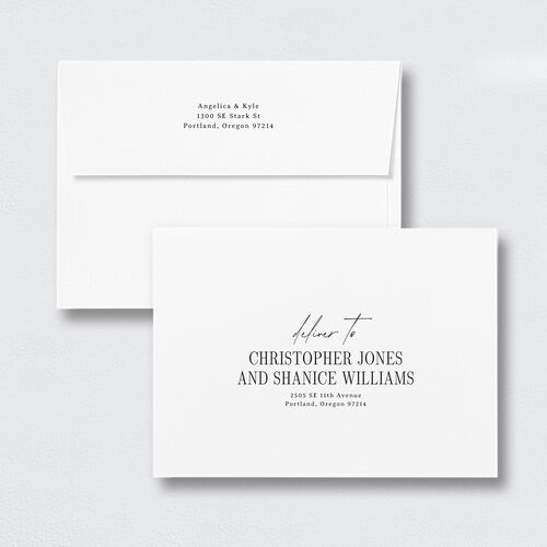 Classically Gilded Save The Date Card Envelopes Pure White White Standard Both Recipient and Return Addresses