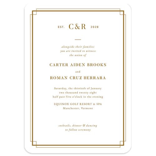 Luxe Monogram Wedding Invitations Umber Signature Blank No Rounded