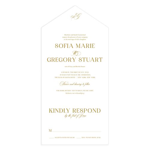 Classically Elegant All-in-One Wedding Invitations Marigold Signature Light Both Recipient and Return Addresses No