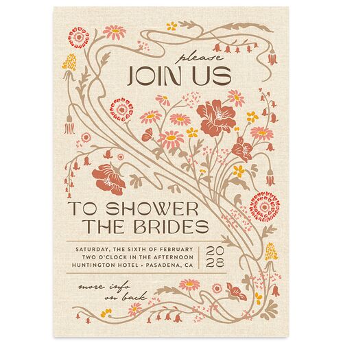 Wildflower Nouveau Bridal Shower Invitations Mocha Signature Blank Standard